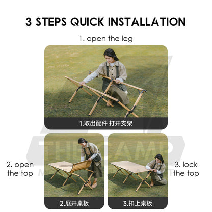 Naturehike Aluminium Egg Roll Table Outdoor Camping BBQ Party Black 120cm 150cm Table Portable Foldable CNK2300JU010