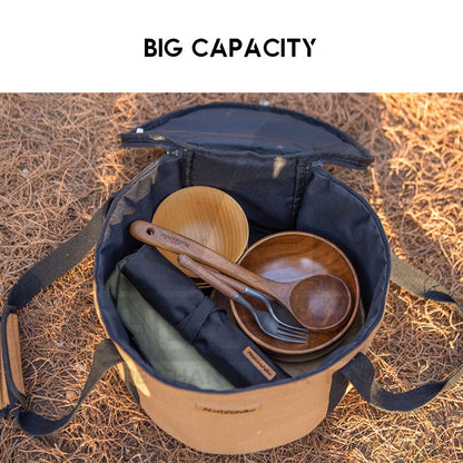 Naturehike Multipurpose Round Storage Bag Canvas Oil Wax Portable Camping Outdoor Flysheet Tarp Nail Peg Table NH20PJ129