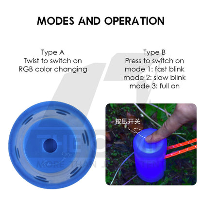 Camping Peg Warning Light Guard Cover Waterproof RGB Color Cup LED String Rope Tent Glow in Dark Flysheet Pole Nail