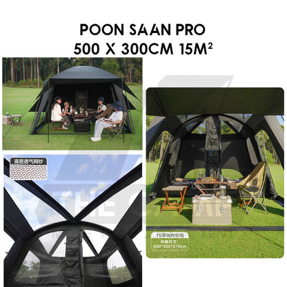 Vidalido Poon Saan Tent Outdoor Camping Two Rooms Three Living Hall Room Manual Tent Black Large & Medium