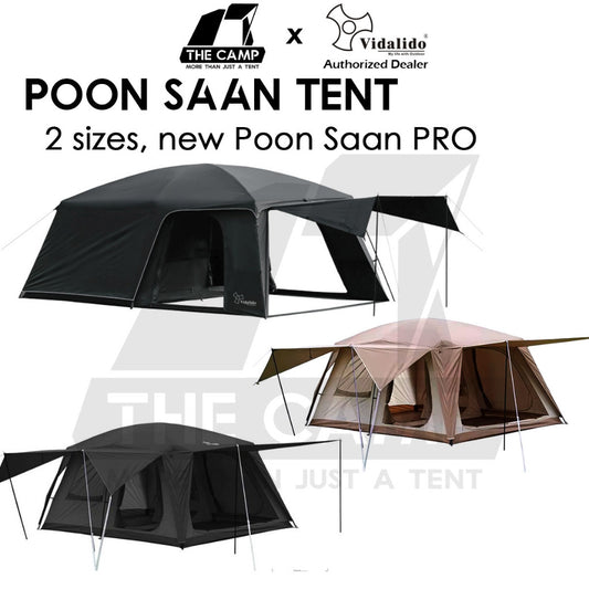 Vidalido Poon Saan Tent Outdoor Camping Two Rooms Three Living Hall Room Manual Tent Black Large & Medium