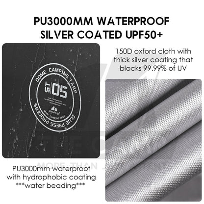 Shinetrip Dome Shelter Tarp Set Door Cloth Door Mesh Net PU3000 Silver Coated Black Anti Mosquito Tent