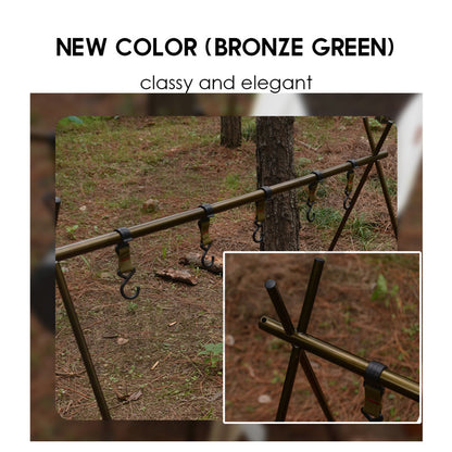 Outdoor Triangle Hanging Rack Aluminum Mesh Camping Hanger Cookware Tripod Shelf Stand Tableware Organizer Double Level