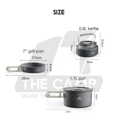 Naturehike Ceramic / Aluminium Cookware Non Stick Coating Cooking Pot Kettle Pan Camping Outdoor Picnic CNK2450CF013