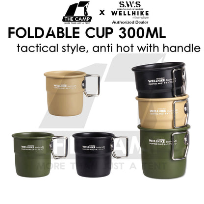 Wellhike SWS Foldable Cup 300ml with Handle Aluminium Folding Mug Outdoor Camping Cawan Anti Hot Coffee Cup
