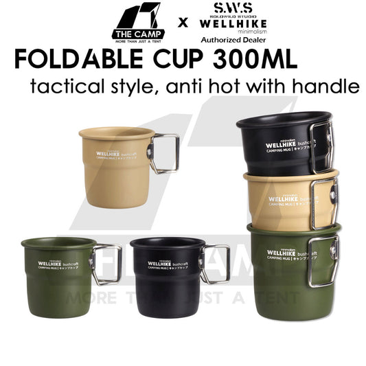 Wellhike SWS Foldable Cup 300ml with Handle Aluminium Folding Mug Outdoor Camping Cawan Anti Hot Coffee Cup