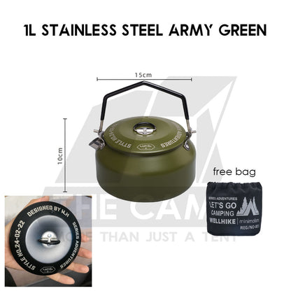 Wellhike SWS Outdoor Kettle 1L / 1.1L Stainless Steel / Aluminium Camping Teapot Coffee Pot Silicon Spout Pourer