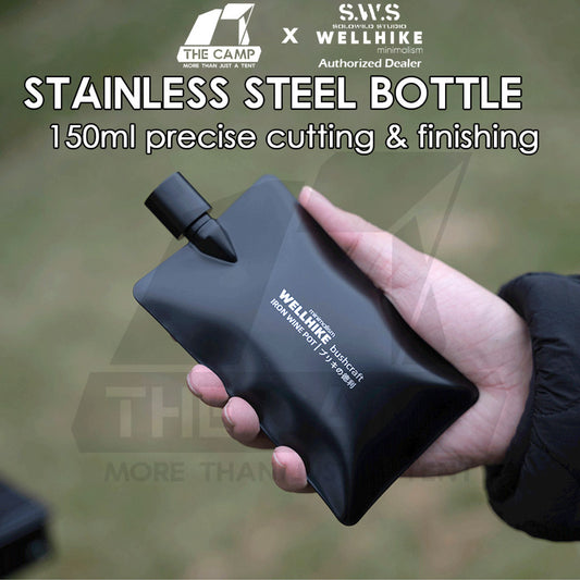Wellhike SWS Stainless Steel Bottle 150ml Precise Cutting Tactical Style Black Silver