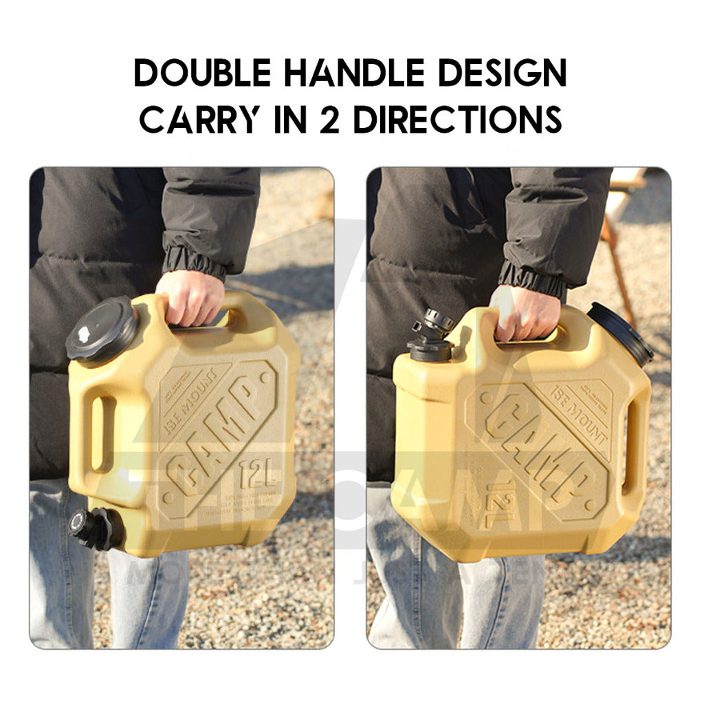 Ise Mount 12L Water Tank Bucket Double Handle Portable Container Water Tap Outdoor Camping PP Food Grade