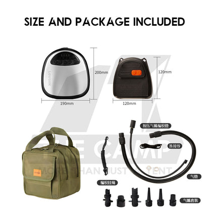 Lovork Air Pump High Pressure High Low Volumn Dual Pump Design Battery Pack Air Tent Bed SUP Boat Swimming Pool Car