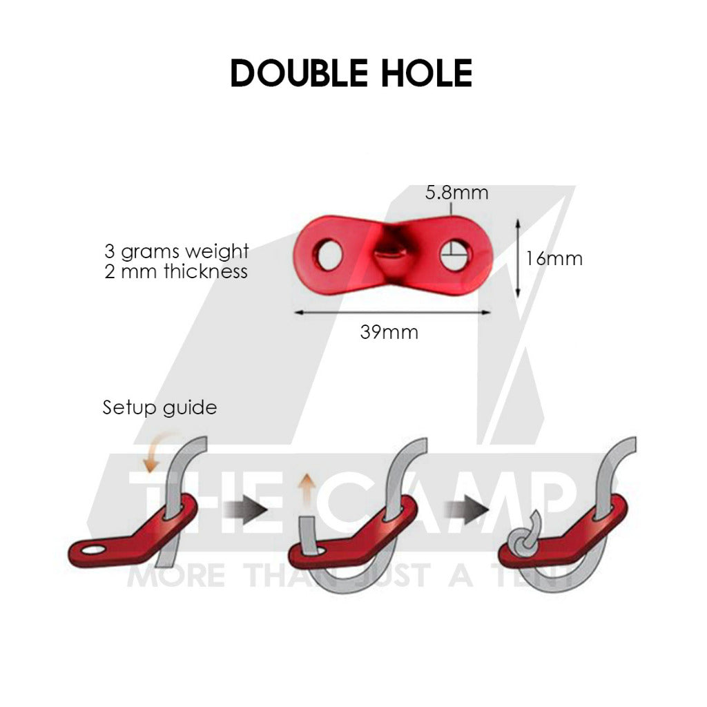 Camping Aluminium Tent Rope Tensioner Adjuster Deck Peg Fishbone Hanger Paracord Tarp 2 Holes S Shape Triangle Squid