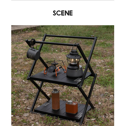 Wellhike SWS Rack Table Shelf Aluminium 2 Layer Tactical Style Tripod Stand Hanger Organizer Outdoor Camping Rak Meja