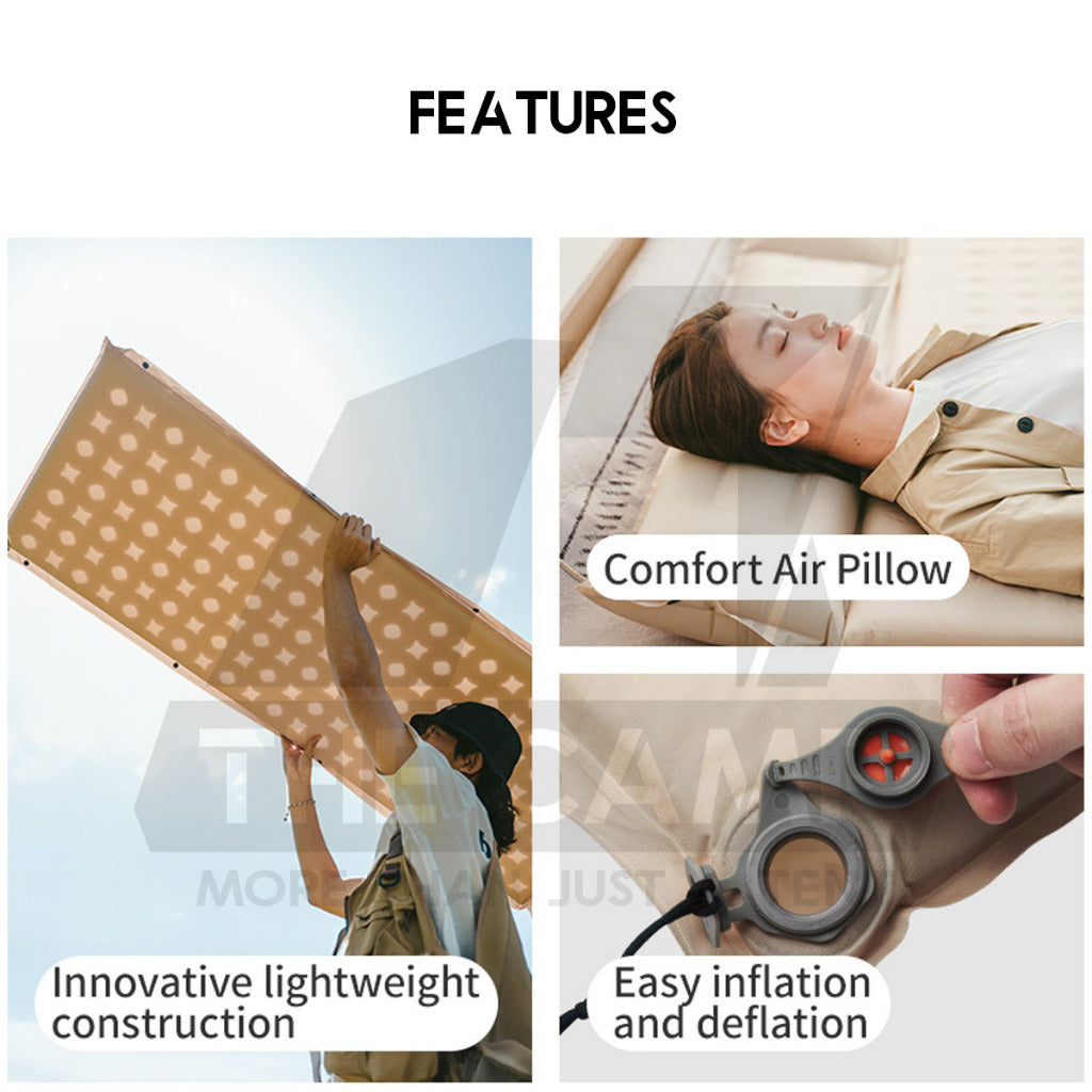 Naturehike Sponge Bed with Pillow Auto Inflate 6cm Joinable Outdoor Camping Mattress Inflatable Pad Tilam CNK2550WS025