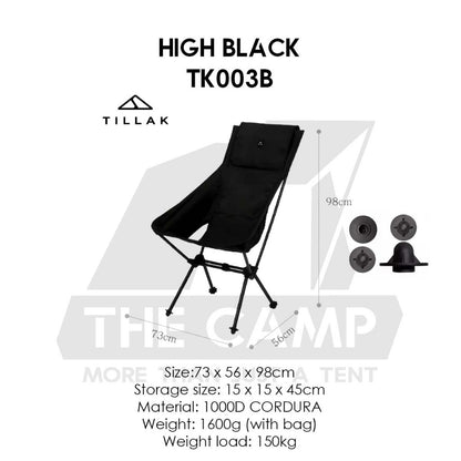 Tillak Moon Chair Low Back High Back 1000D Cordura Foldable Outdoor Camping Compact Size Kerusi Healing