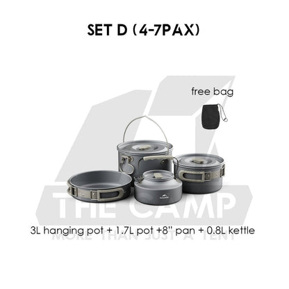 Naturehike Aluminium Cookware Set Cooking Set Pot Set Kettle Pan Pot Camping Outdoor Picnic CNK2450CF010