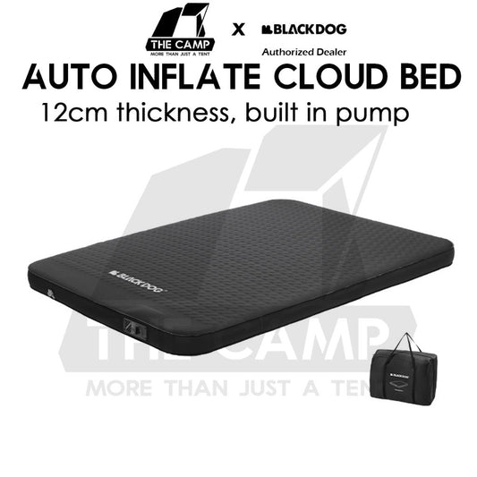 Blackdog 12cm Auto Inflate Cloud Sponge Bed Double Queen Outdoor Camping Mattress Tilam Hitam Black CBD2450WS043
