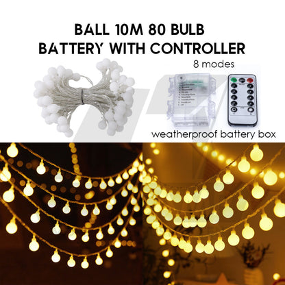 Outdoor LED Fairy Light Bulb Ball String USB Battery 3m 6m 10m Camping Wedding Decoration Xmas Weatherproof