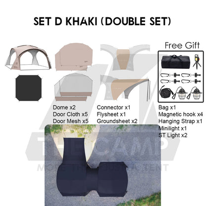Shinetrip Dome Shelter Tarp Set Door Cloth Door Mesh Net PU3000 Silver Coated Black Anti Mosquito Tent