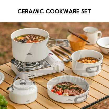 Naturehike Ceramic Cookware Set Non Stick Coating Cooking Set Pot Set Kettle Pan Pot Camping Outdoor Picnic CNK2450CF013