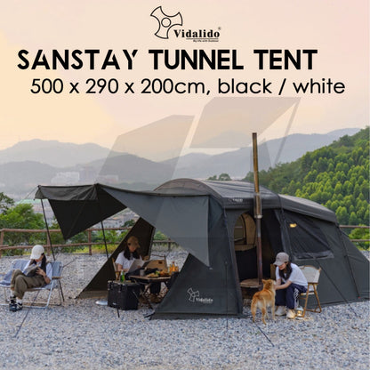 Vidalido SanStay Tunnel Tent with Optional TPU Door Outdoor Camping 1 Bedroom 2 Living Rooms Silver Poon Saan Cabin
