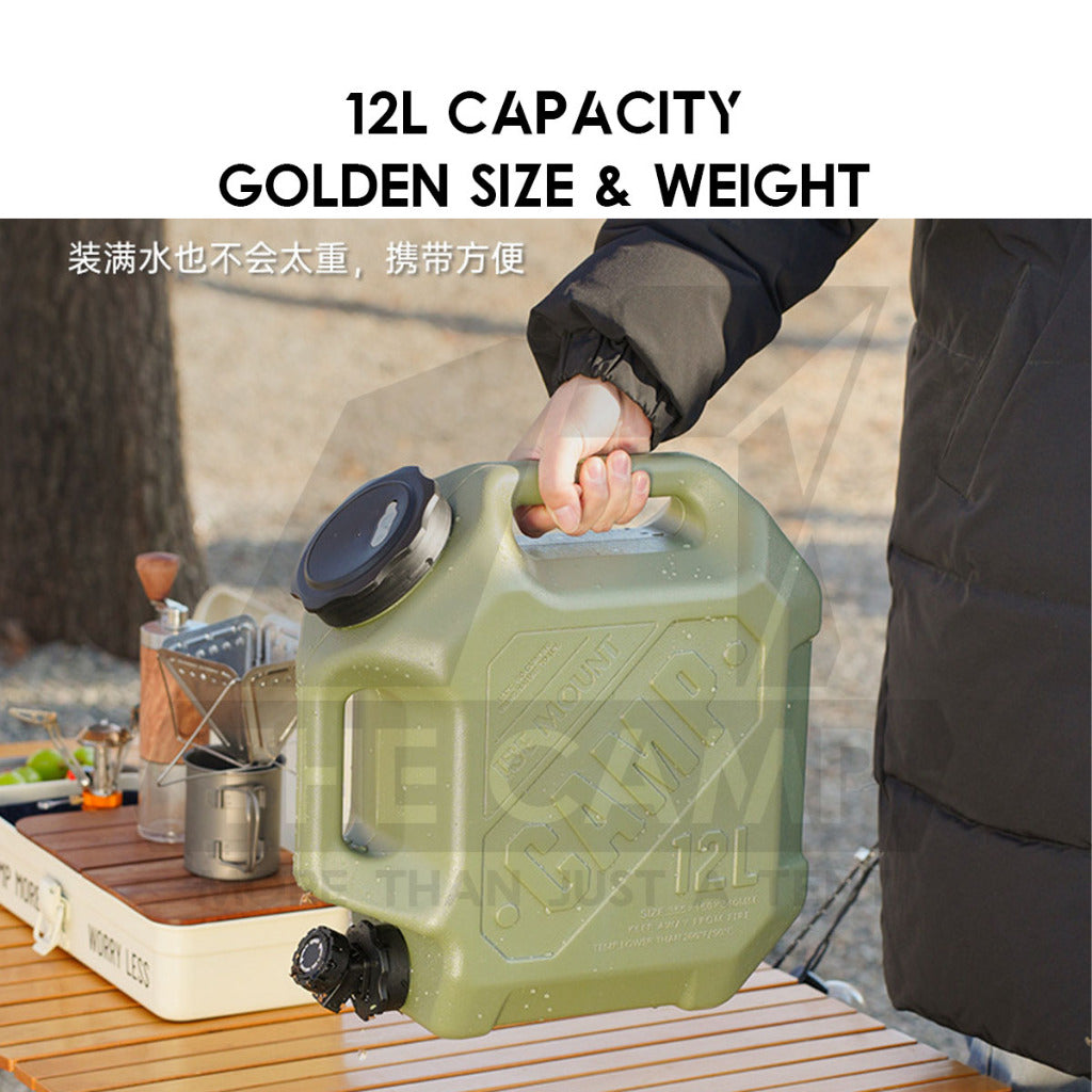 Ise Mount 12L Water Tank Bucket Double Handle Portable Container Water Tap Outdoor Camping PP Food Grade