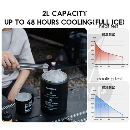 Shinetrip 2L Thermos Bottle 48 Hours Cooling 304 Stainless Steel Portable Outdoor Camping Travel Ice Bucket Case