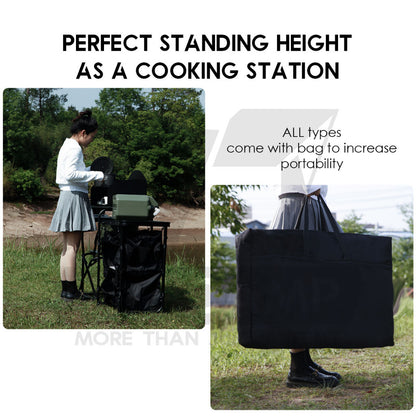 Outdoor Camping Mobile Kitchen Table Portable Folding Kitchen Black Cookware Windshield Mesh Bag Dapur Single/Double
