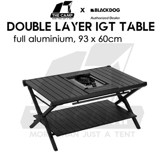 Blackdog Double Layer Aluminium Alloy Folding IGT Table Foldable Black Tent Pole Chair Outdoor Camping CBD2450JJ011