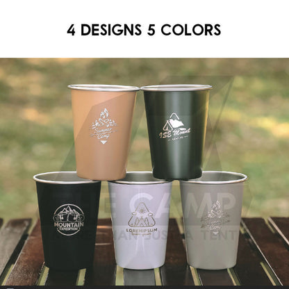 Shinetrip / Ise Mount Portable 4PCS Set / Single Stainless Steel Cup Lid Straw Pouch Storage Bag Camping Outdoor Black