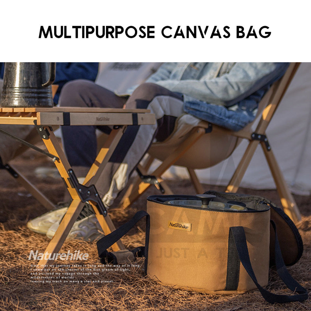 Naturehike Multipurpose Round Storage Bag Canvas Oil Wax Portable Camping Outdoor Flysheet Tarp Nail Peg Table NH20PJ129