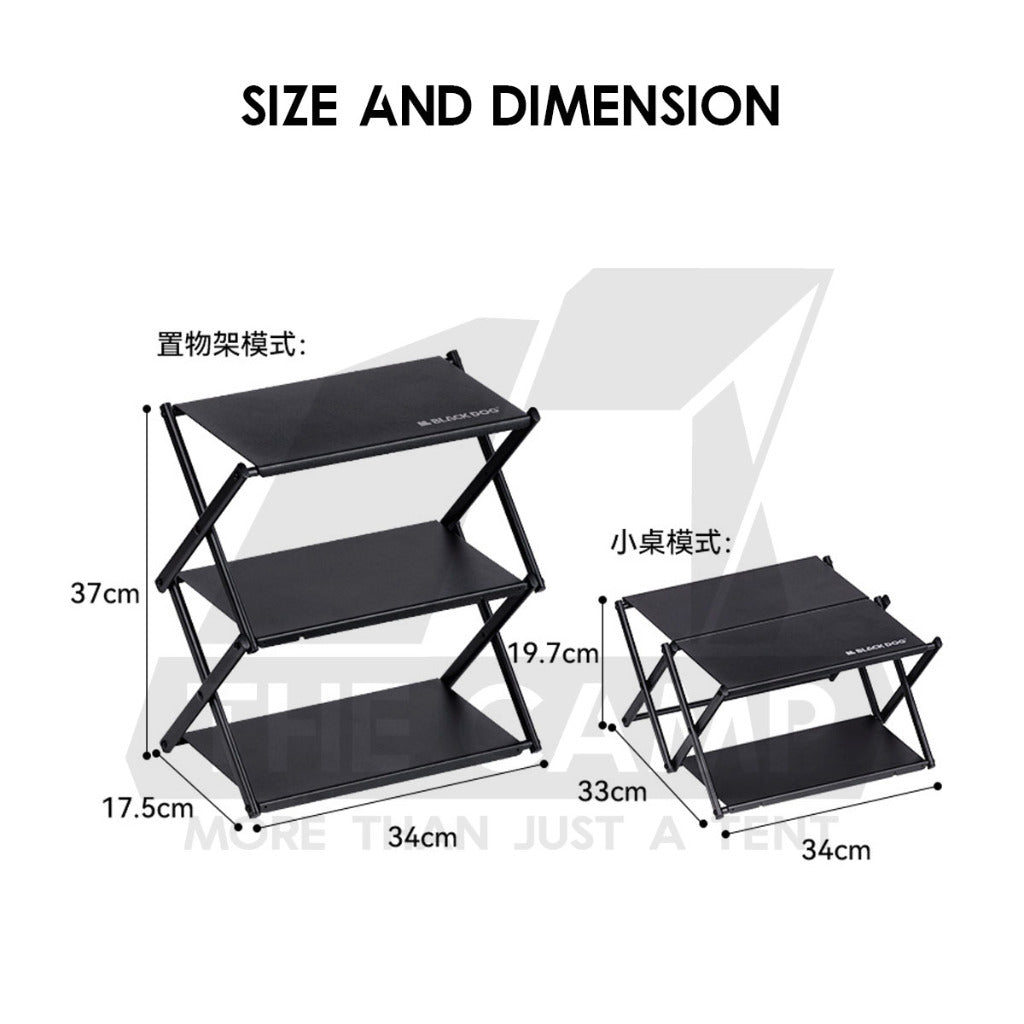 Blackdog Foldable Shelf Rack 3 Layers Outdoor Camping Portable Storage Table Stand CBD2450PJ010 CBD2450PJ020