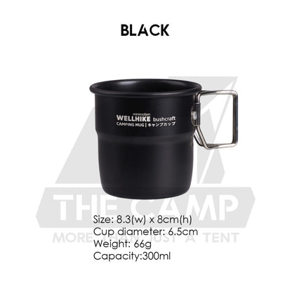 Wellhike SWS Foldable Cup 300ml with Handle Aluminium Folding Mug Outdoor Camping Cawan Anti Hot Coffee Cup