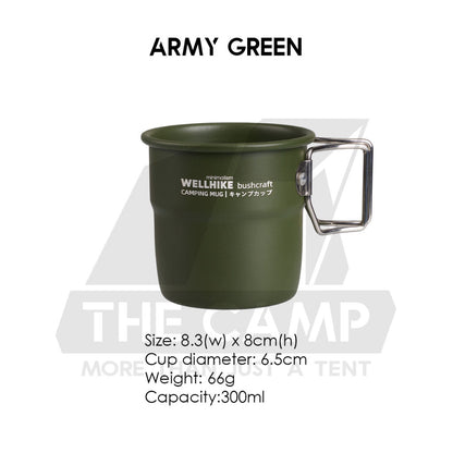 Wellhike SWS Foldable Cup 300ml with Handle Aluminium Folding Mug Outdoor Camping Cawan Anti Hot Coffee Cup