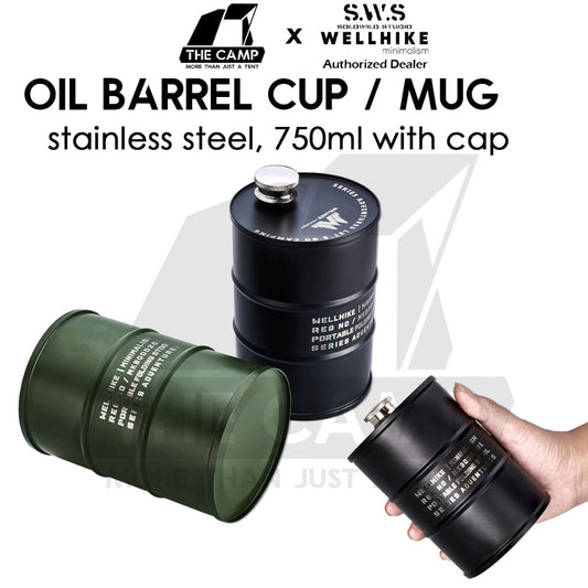 Wellhike SWS Oil Barrel Cup Mug 750ml Stainless Steel Tactical Style Outdoor Camping Cawan