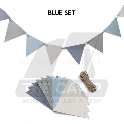 Outdoor Camping Flag PU Leather Decoration Tent Khemah Deco Triangle Equipment Flags Nail Rope Bag Pole Hanging Strap Pi