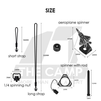 Shinetrip 19 Tornado Light Accessories Spinner Aeroplane Lamp Rod Holder 1/4 Spinning Nut Lamp Outdoor Camping Tactical