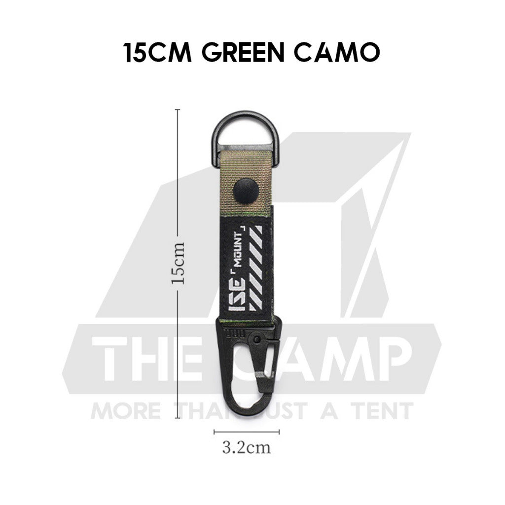 Tactical Keychain Nylon Canvas Men Belt Velcro Outdoor Camping Carabiner Key Hook Black Khaki Army Green
