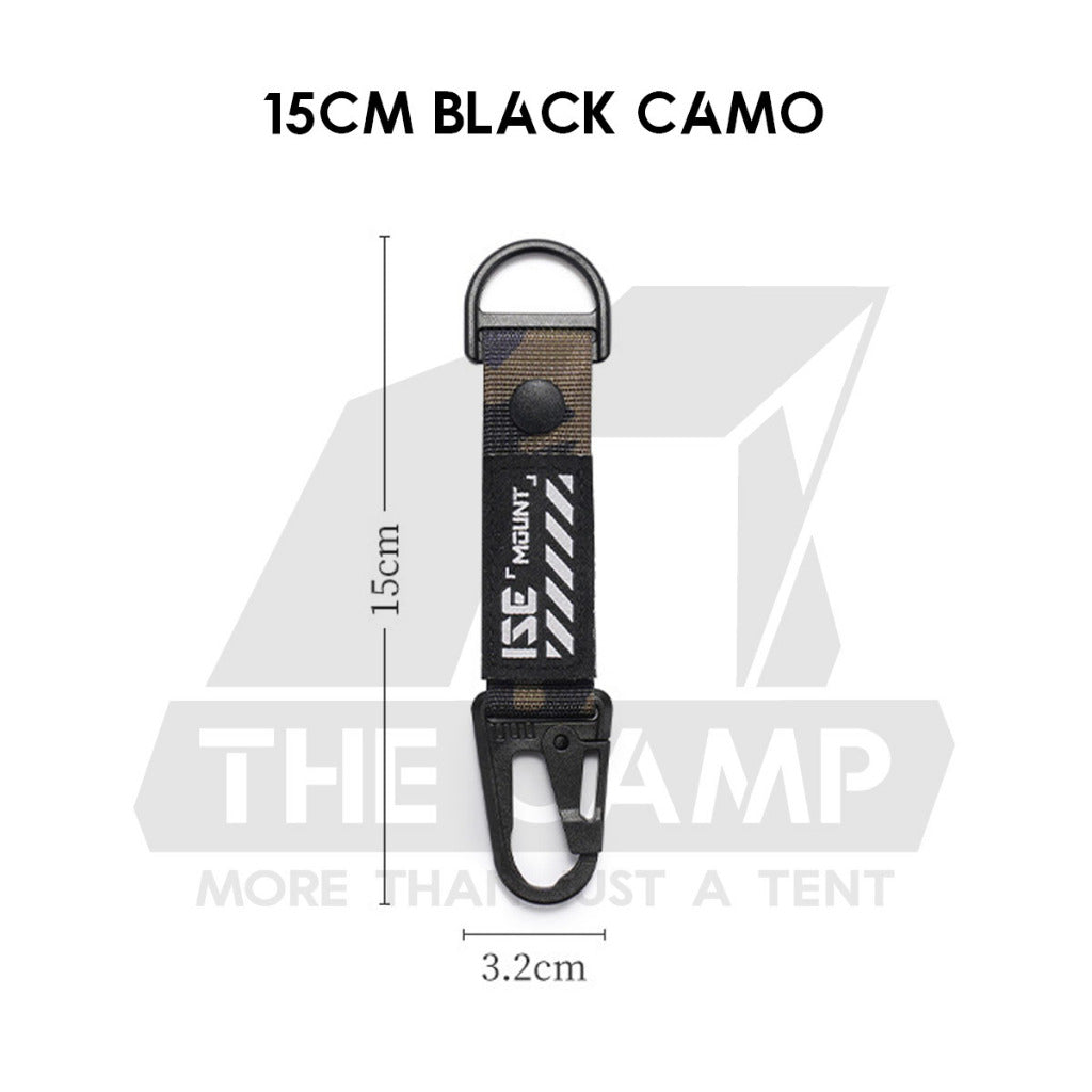 Tactical Keychain Nylon Canvas Men Belt Velcro Outdoor Camping Carabiner Key Hook Black Khaki Army Green