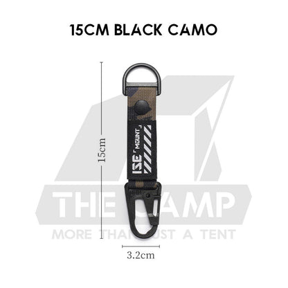 Tactical Keychain Nylon Canvas Men Belt Velcro Outdoor Camping Carabiner Key Hook Black Khaki Army Green