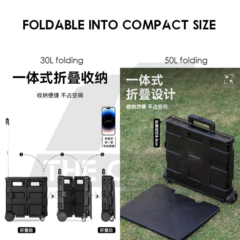 Blackdog 30L / 50L Wheel Storage Box Telescopic Handle Foldable Shopping Cart Camping Wagon Trolley Compact CBD2550XB016