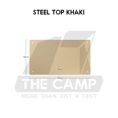 Iron Steel Mesh Camping Rack Table Foldable Portable Stacking Storage Rack Bamboo Wood Top Picnic Outdoor