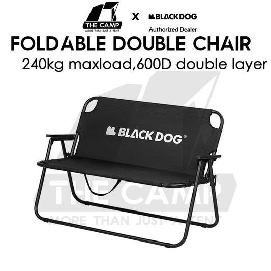 Blackdog Double Chair Foldable Camping Folding Chair Seat Outdoor Full Black Tent Flysheet CBD2450JJ041