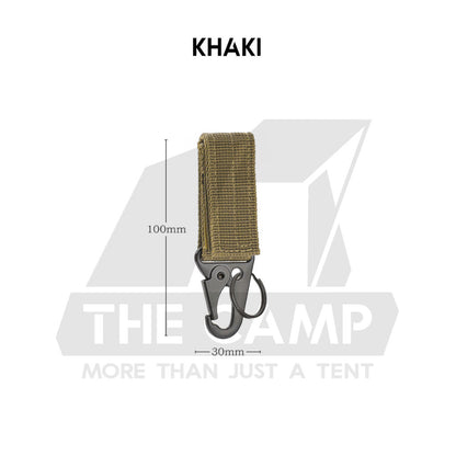Tactical Keychain Nylon Canvas Men Belt Velcro Outdoor Camping Carabiner Key Hook Black Khaki Army Green
