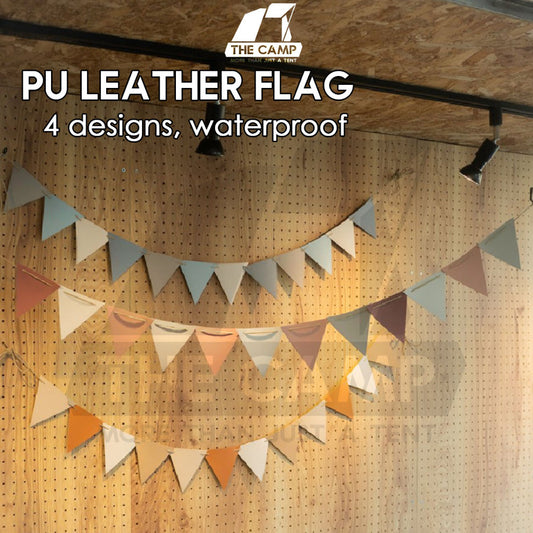 Outdoor Camping Flag PU Leather Decoration Tent Khemah Deco Triangle Equipment Flags Nail Rope Bag Pole Hanging Strap Pi