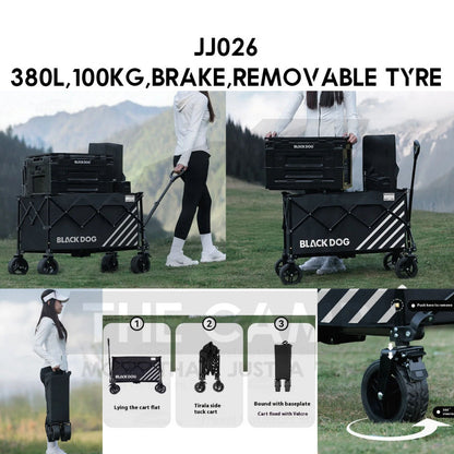 Blackdog Camping Wagon Cart Thickwheel Citywalk 150L 200L 320L 380L 450L Trolley Table Top BD-TC002 CBD2450JJ014