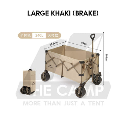 Naturehike JL Wagon Trolley Outdoor Camping Cart with Brake 10cm Thick Wheel 140L 280L 340L Black CNK2450JJ017