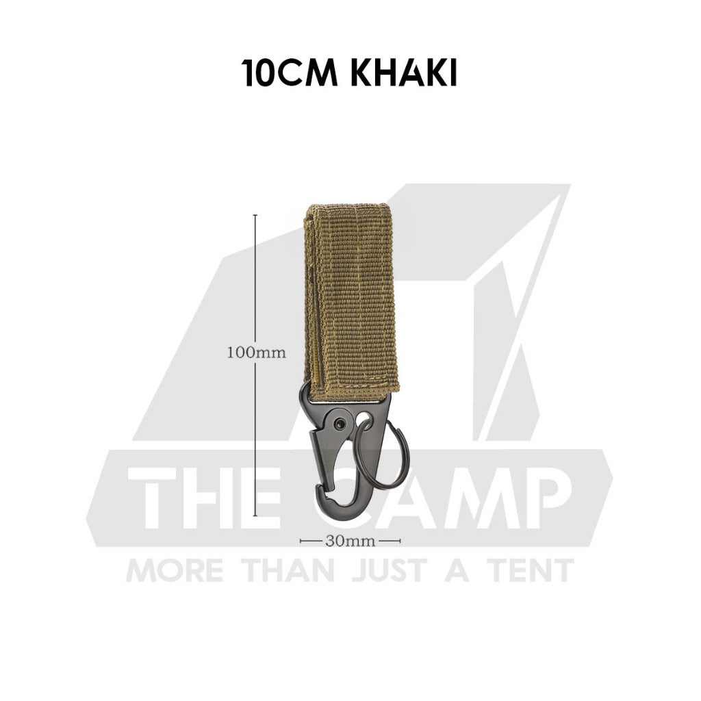Tactical Keychain Nylon Canvas Men Belt Velcro Outdoor Camping Carabiner Key Hook Black Khaki Army Green