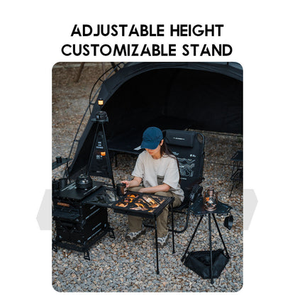 Shinetrip Triangle Stand Side Coffee Table Rack with Bag Mesh Adjustable Height Lamp Pole Outdoor Camping
