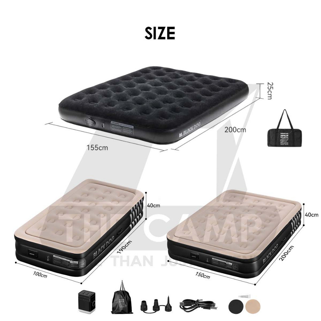 Blackdog Inflatable Air Bed 25cm 40cm Built in Pump Single Double Black Mattress Inflatable CBD2550WS037 CBD2450WS027