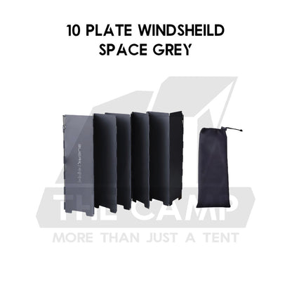 Buerk Foldable Outdoor 10 Plate Windshield Matt Oxidised Folding Camping Stove Windscreen Sheild Portable Wind Black